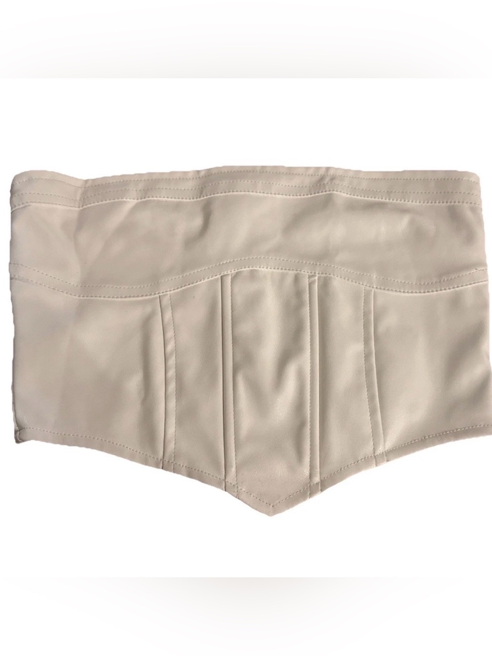 ANWND White Cream Faux Leather Corset Zippered Tube Top Women’s Small Soft